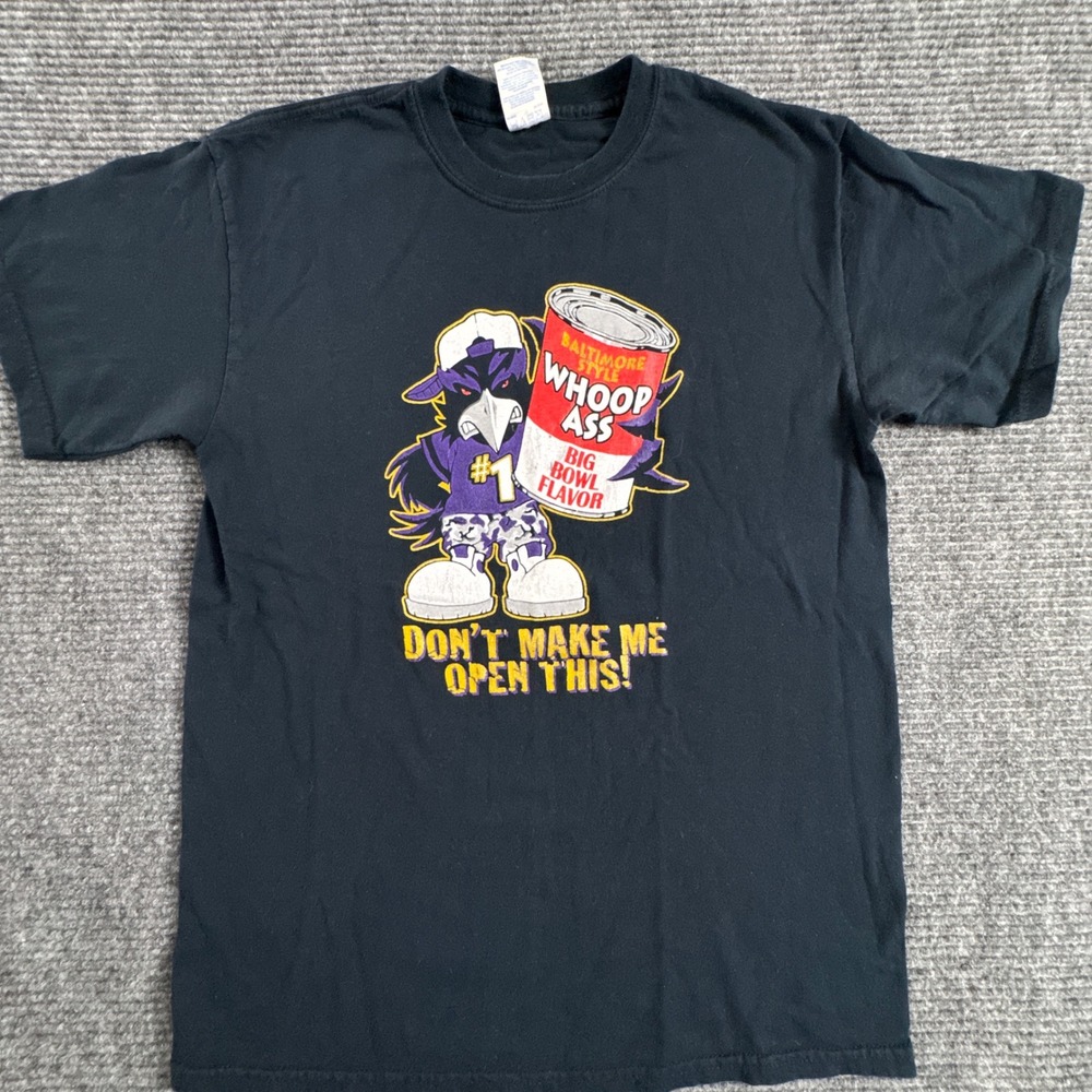 Gildan Baltimore Ravens Bootleg T Shirt Whoop Ass Parking Lot Funny Rare M